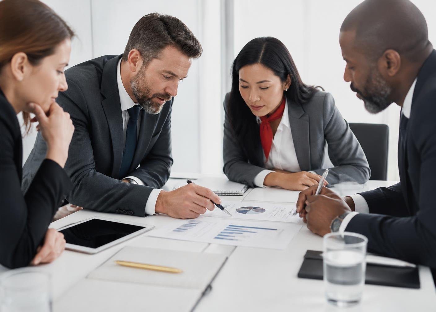Directivos analizando indicadores de negocio